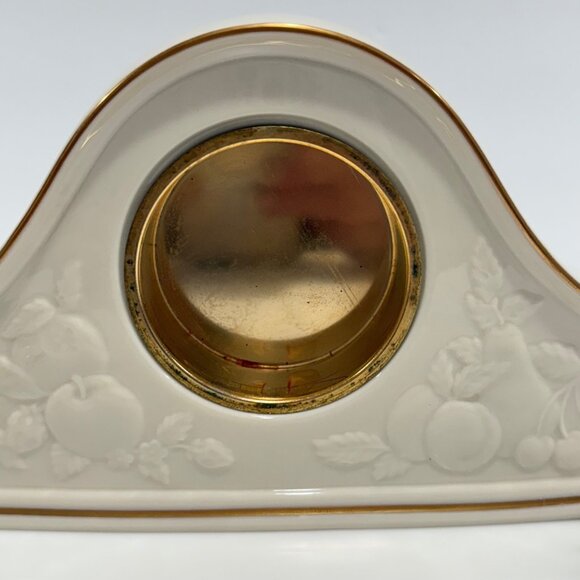 VTG Lenox Fruits of Life Mantel Clock Embossed 24K Gold Trim WORKING - Picture 11 of 12